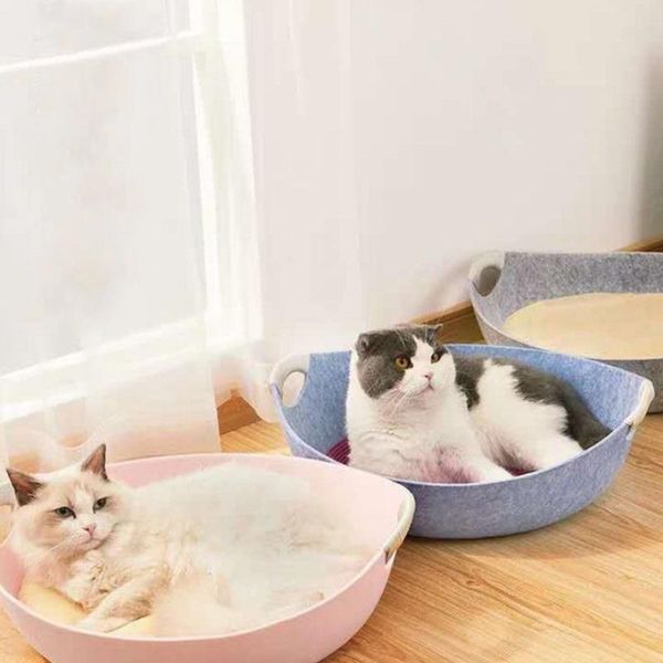 

cat beds & furniture felt bed basket pet house with mat cute lightweight comfortable indoor sleeping kennel for cats products