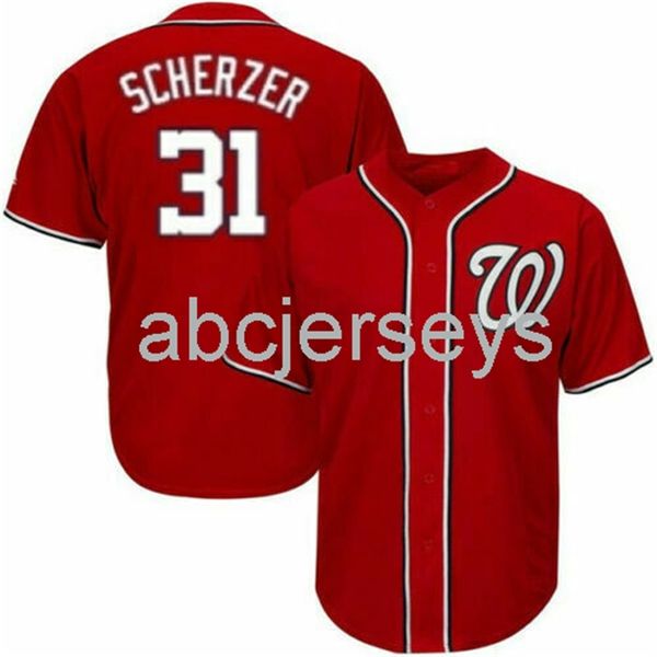 

max scherzer 31 red baseball jersey xs-6xl, Black