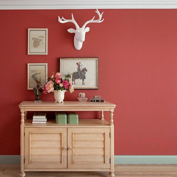 

wallpapers [waterproof and antifouling] urban beauty red wallpaper plain modern minimalist non-woven silk