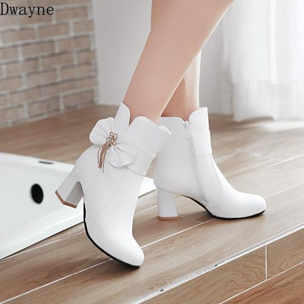 

boots 2021 korean version of side zipper bow high heel women1, Black