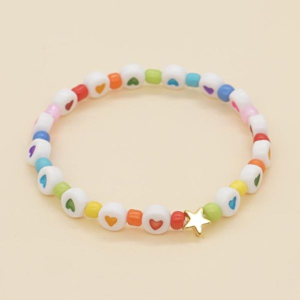 

beaded, strands go2boho 2021 heart beaded bracelet star charms cute jewelry for women colorful hearts strand bracelets fashion couple gift, Black