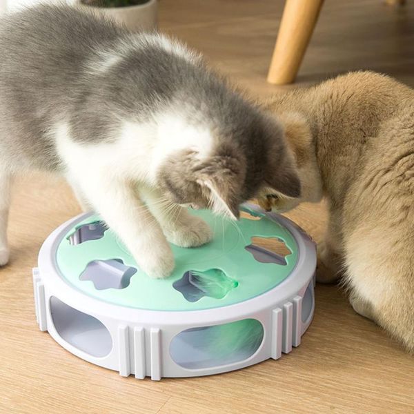 

cat turntable toy pet led light electric game spinning feather relief boredom interactive teasing stick toys