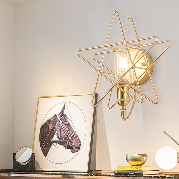 

wall lamp nordic five-pointed star corridor stair bedroom bed entrance brass background golden lu8221613