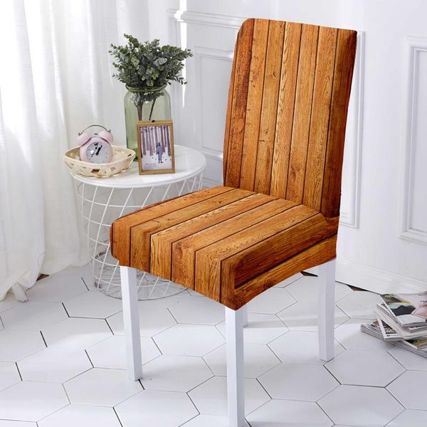 

chair covers 1/2/4/6pcs modern wood printing dining chairs cover stretch spandex seat protector for wedding el banquet funda silla