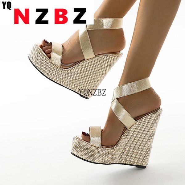 

sandals yqnzbz super high peep toe gladiator wedges cover heel platform ladies fashion summer women shoes size 35-42, Black