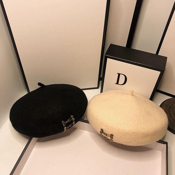 

berets french beret caps for women autumn winter outdoor street style plain cap wool warm femme girl's beanie hat, Blue;gray