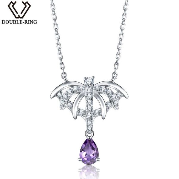 

double-r 0.4ct genuine natural amethyst pendants necklaces for women real 925 sterling silver classic fine wedding jewelry chains