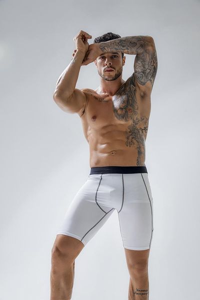 

brand men's basketball tight sports pants pockets large size shorts, White;black
