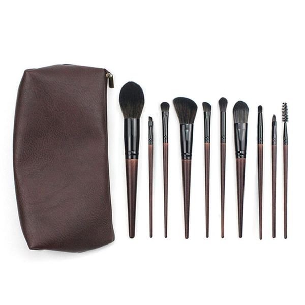 

makeup brushes 10 pcs eyeshadow rouge lipstick liquid foundation cosmetic tools soft natural-synthetic hair brush kits