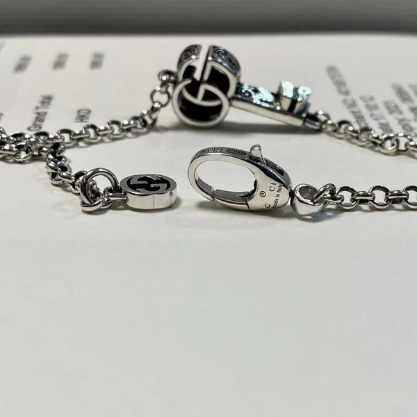 

double key bracelet s925 silver bracelet for men and women, Black