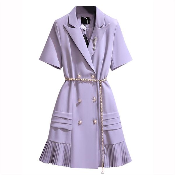 

plus size short sleeve blazer women dress summer work suit purple white, Black;gray