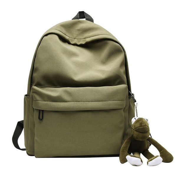 

backpack waterproof canvas women solid backpacks mochila feminina mujer travel bag teenage girls schoolbag with doll