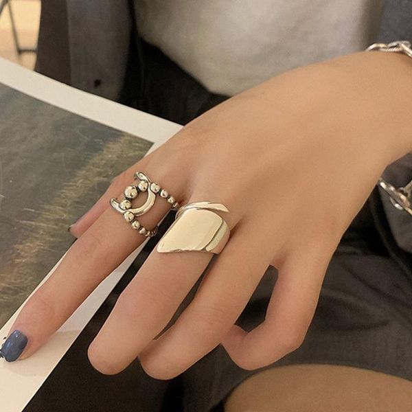 

wedding rings minimalist aesthetic smooth for women fashion vintage geometric handmade birthday party jewelry accessories girls gift, Slivery;golden