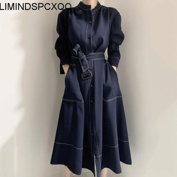 

brand fashion 2021 fall /autumn casual double breasted simple classic long trench coat with belt female women's windbreaker coats, Tan;black