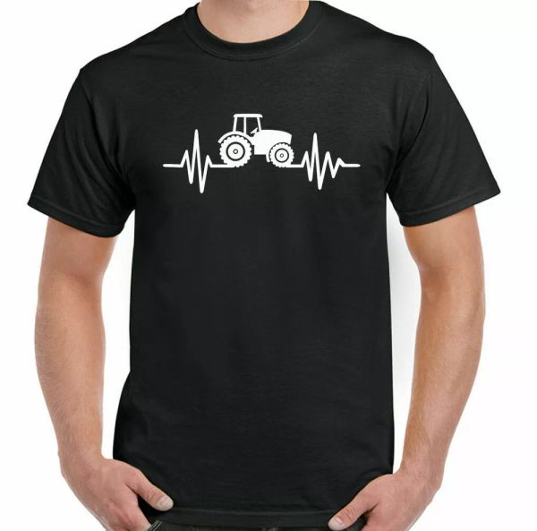 

tractor t shirt press man fun farm heart beat driver birthday, White;black
