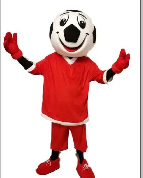 2022 New Deluxe Red Football Mascot Costume Cartoon Tamanho adulto