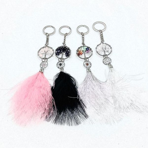 

keychains dream catcher key chain feather tree of life, Silver