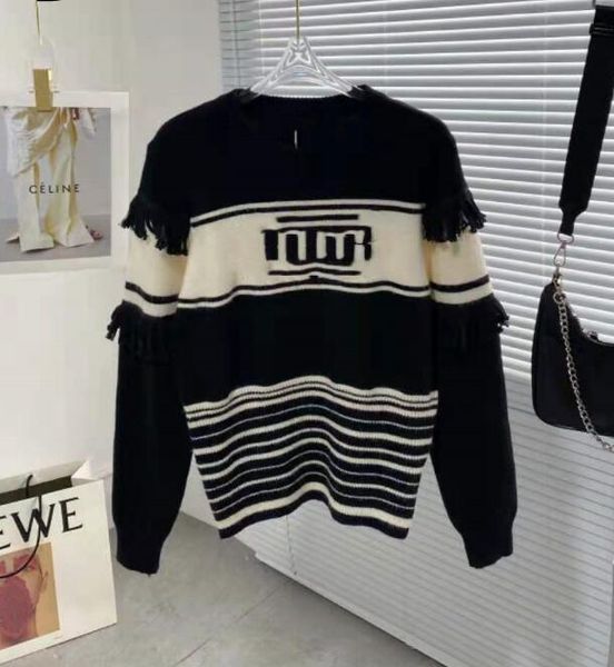 

sweaters letterg di brand or designer lady tassel sweater black and white spell color money languid is lazy optional wind loose show thin, White;black