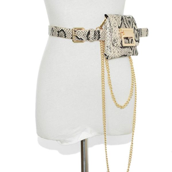 

belts [aetrends] luxury women's waist bag fanny pack fashion cinch belt bags hip packs pu leather chain female purse d-0207, Black;brown