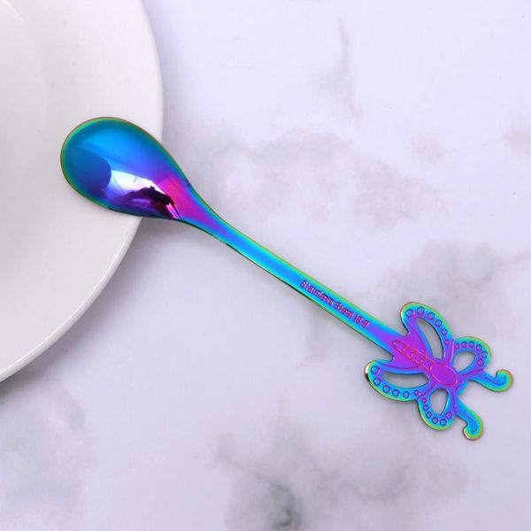 

forks 1pc stainless steel fruit spoon kitchen tableware creative fork for home bar (spoon)