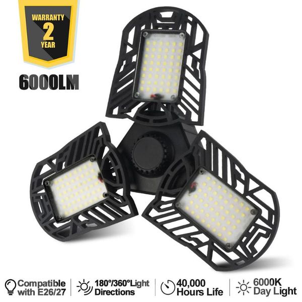

floodlights 60w led garage light 3 leaf 144 e27 chandelier foldable warehouse basement workshop ceiling lamp high bay