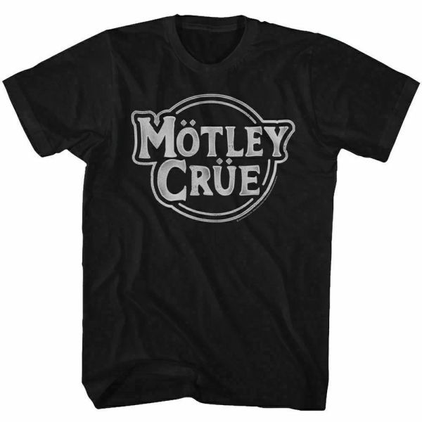 

motley crue motley crue logo t shirt mens licensed rock n roll retro tee black, White;black
