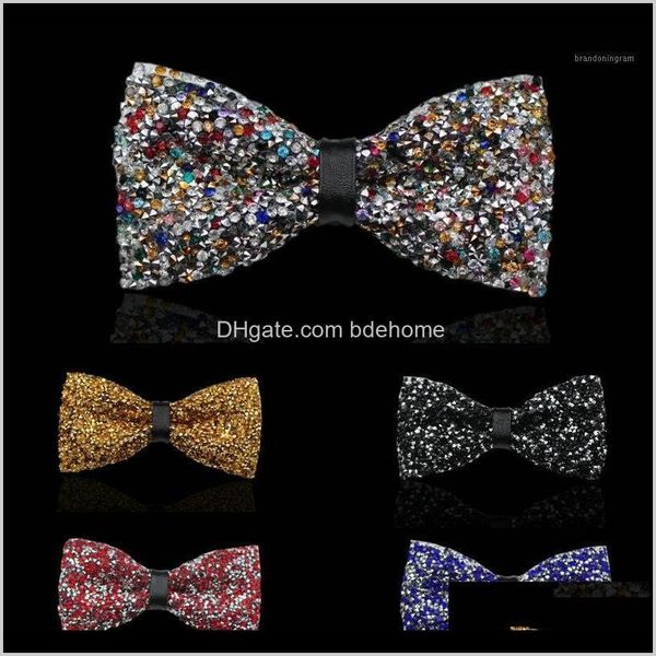 Gravata Gravatas Moda Aessórios Drop entrega 2021 Homens Elegantes Mulheres Bling Strass Cristal De Cristal Laço De Laço De Cravat Groom Partido De Casamento Elástico Ba