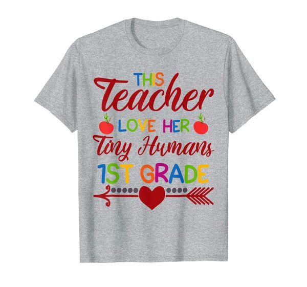 

back to school tshirt 1st grade tiny humans teacher t-shirt, White;black