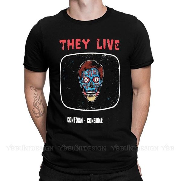 

men's t-shirts consume - conform t shirts they live science fiction horror film 100% cotton clothing funny short sleeve crewneck tee sh, White;black