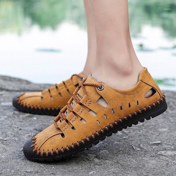 

sandals summer mens sneakers men fashion high qulity casual flat shoes beach walking letaher water plus size 48 footwear tenis1 gwbi, Black