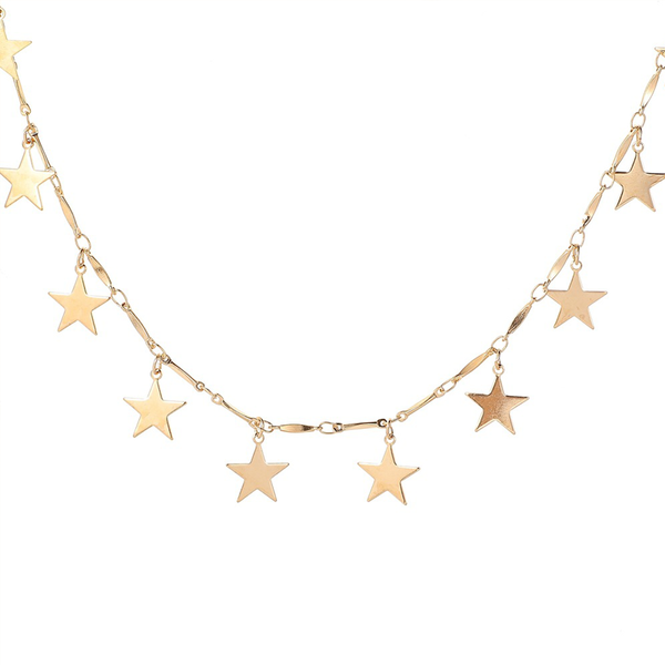 

chokers l37 golden glossy five-pointed star small pendant necklace european and american choker clavicle, Golden;silver