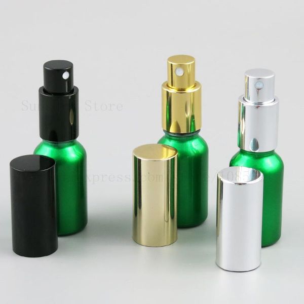 

storage bottles & jars 15ml 20ml refillable press pump sprayer bottle e liquid container perfume atomizer travel sample gold black lids 20pc