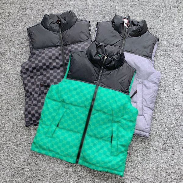 

2022 winter mens top qaultiy print stitching down vts et fashion trend cotton-padded ets couple thick warm men women Lightweight downs vt, Black;white