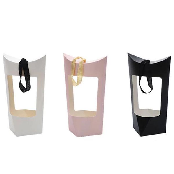 

gift wrap portable flower box waterproof paper handy bag kraft handbag wedding rose party packaging