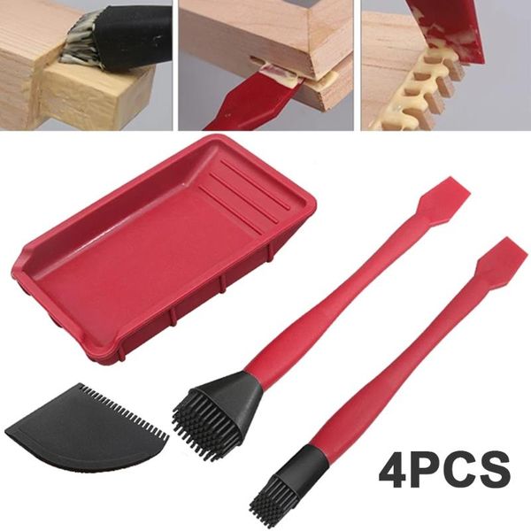 

professional hand tool sets 4pc/set manual gluer woodworking glue brush kit soft silicone polypropylene carpenter coating tools