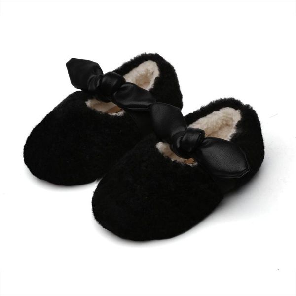 

sneakers baby girls casual shoes in winter slip-on kids loafers pure color with bow plus velve children cotton sz180, Black;red