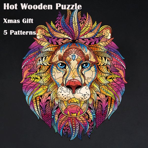 

3Pieces/LotShipped Within 24 Hours Wooden Cartoon Animal Jigsaw Puzzle Lion Koala Tiger Groundhog Design Adult Children Toy Christmas Gift