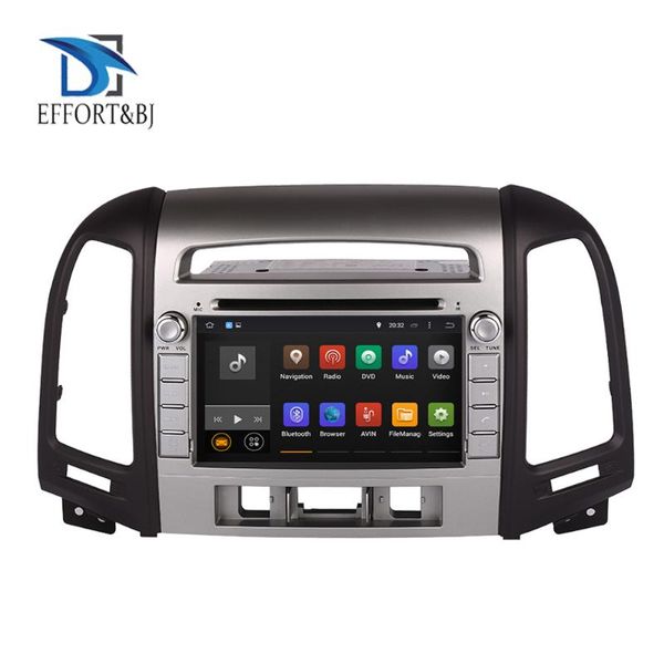 Jogador Auto Radio 4GB Android 9.0 Car DVD para Santa Fé 2006-2012 3 Holes Multimedia GPS gravador de fita