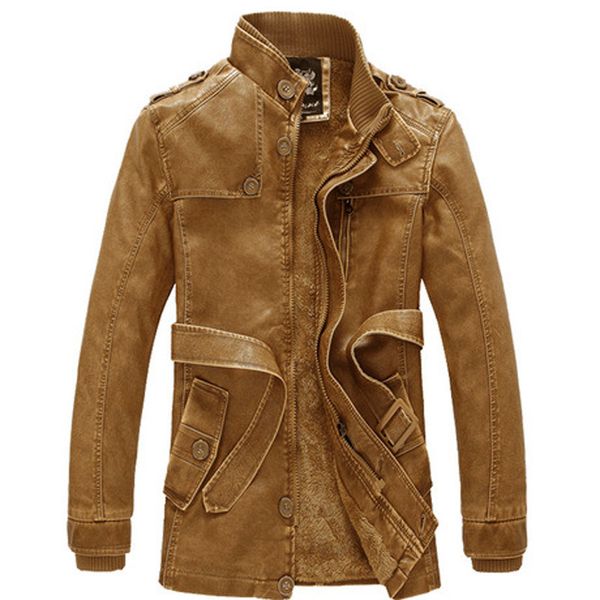 

Fashion Leather Men's Jacket Motorcycle Personality Pu Clothes, Brown