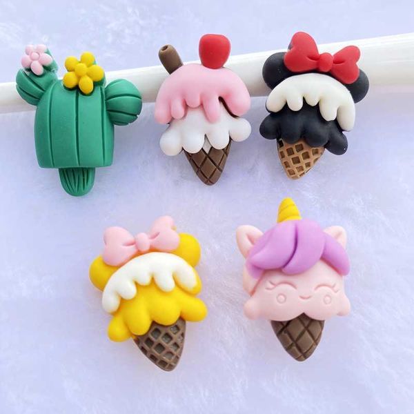 10 Pçs Kawaii Sorvete Misto Fofo Costas Planas Cabochons Resina Scrapbooking DIY Jóias Artesanato Decoração Acessório D98 Y0910