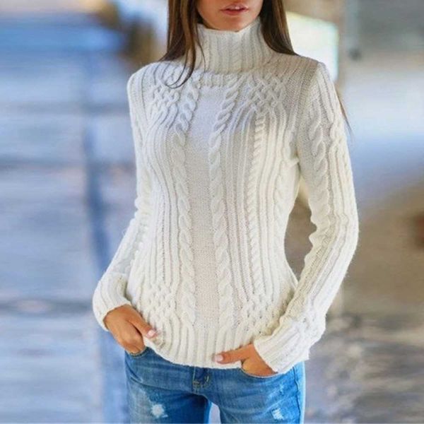 

women's sweaters turtleneck buttoming long sleeve high collar f83 pullovers winter jumpers knitwear v4d9, White;black