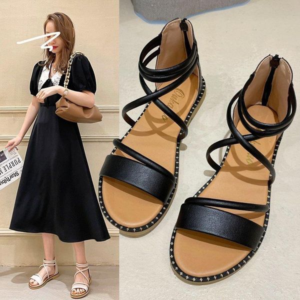

sandals slides summer women heels fashion high thick bottom shoes chaussure femme flat casual retro platform zapatos, Black