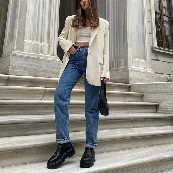 

2021 spring beige fashion loose blazer women's sleeve long blazers ladies basic large jacket, White;black
