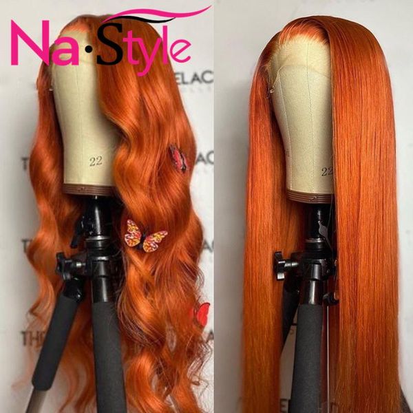

lace wigs 13x4 orange body wave front wig pre plucked brazilian straight human hair remy for women 130%, Black;brown