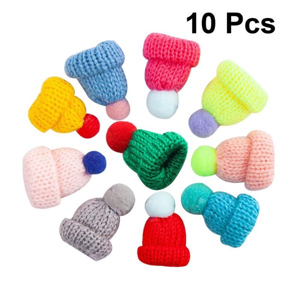 

party hats 10pcs knitting mini diy craft supplies crochet pompon caps (mixed color)