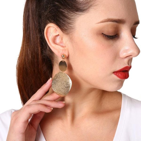 

fashion big alloy metal earrings for women trendy statement drop accessories gifts gold color geometric jewelry dangle & chandelier, Silver