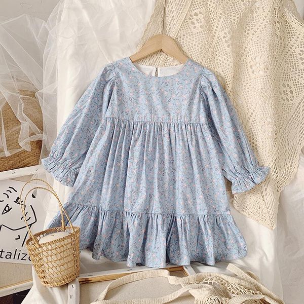 

girl's dresses girls dress spring and autumn long-sleeved floral printed princess party toddler kids clothes for 2-6y, Red;yellow