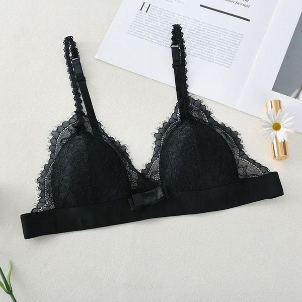 

bras lace beauty back adjustable bra women padded tube underwear hollow out lingerie, Red;black