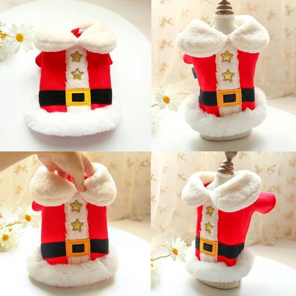 

dog apparel christmas pet clothes winter clothing warm cute red santa cosplay costume for small coat jacket puppy12