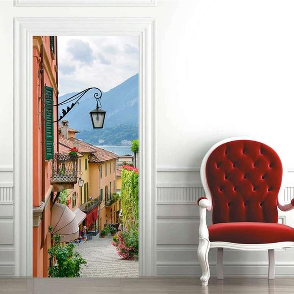 

wallpapers charm set creative environmental protection 3d door stickers mountain stairs wooden renovation self-adhesive bedroom wall s